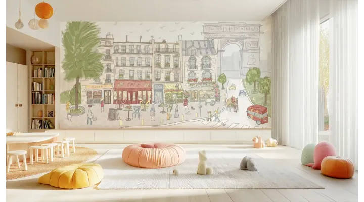 Le Petit Monde — French City Charm Wallpaper for Kids’ Rooms | Art Vision Decor