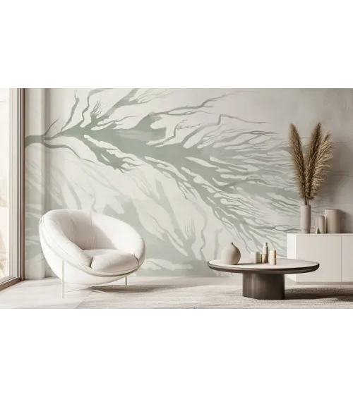 Messina Wallpaper - Elegant Gray and Green Abstract Design | Art Vision Decor