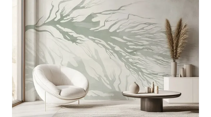 Messina Wallpaper - Elegant Gray and Green Abstract Design | Art Vision Decor