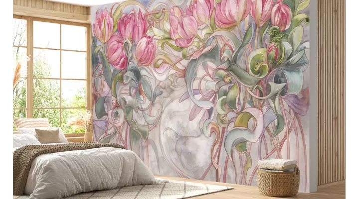 Tulip Majesty - Art Deco Inspired Tulip Wallpaper