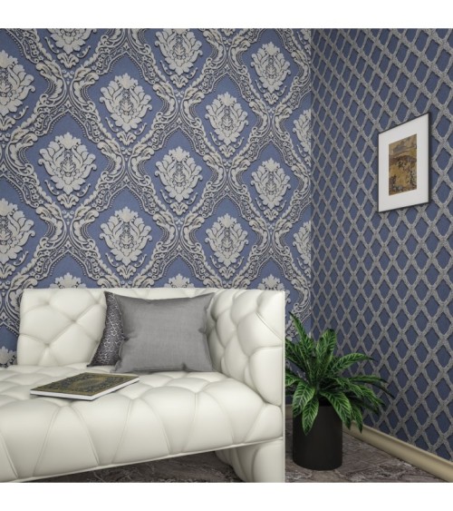 Vinyl Foam wallpaper on non-woven base Vinil CHARLOTTE DHV-1196/2 Pearl Gold Silver 10,05 x 1,06