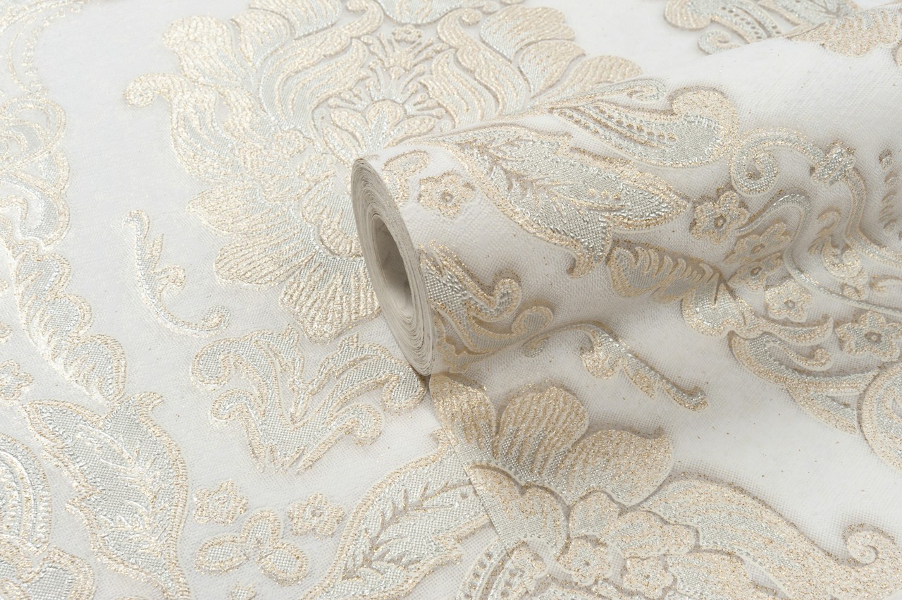 Vinyl Foam wallpaper on non-woven base Vinil CHARLOTTE DHV-1196/5 Light Gold Silver 10,05 x