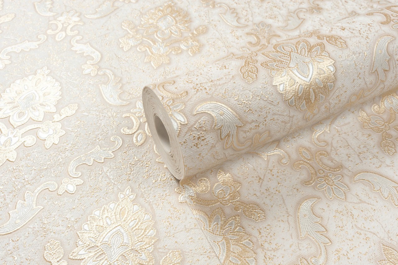 Vinyl Foam wallpaper on non-woven base Vinil Klein  DHS-1413/2 Light Gold 10,05 x 1,06 m