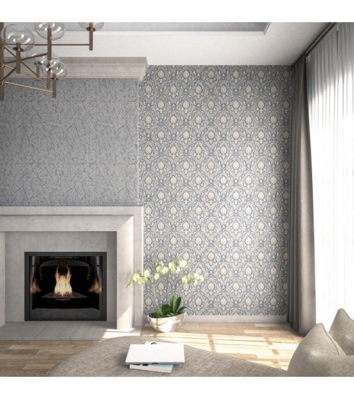 Vinyl Foam wallpaper on non-woven base Vinil Klein  DHS-1413/4 Light Silver 10,05 x 1,06 m