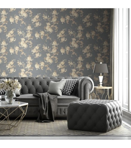 Hot Embossed wallpaper on Non-Woven Base Vinil Agava SHT 7-1405 Dark Gray 10,05 x 1,06 m