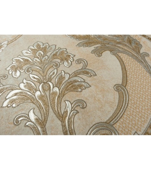 Hot Embossed wallpaper on Non-Woven Base Vinil Arona VIP3-1035 Golden -Silver 10,05 x 1,06 m