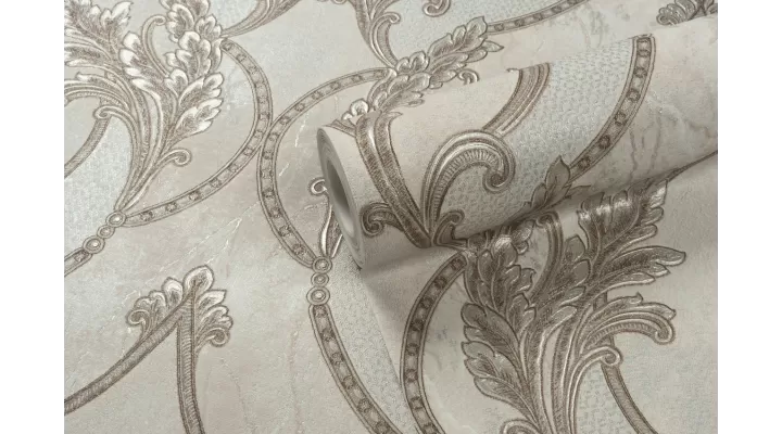 Hot Embossed wallpaper on Non-Woven Base Vinil Arona VIP4-1035 Silver-Brown 10,05 x 1,06 m