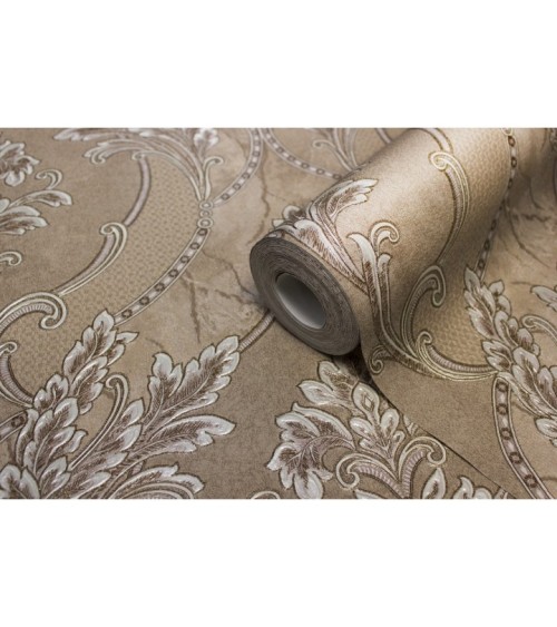 Hot Embossed wallpaper on Non-Woven Base Vinil Arona VIP6-1035 Dark-Beige 10,05 x 1,06 m