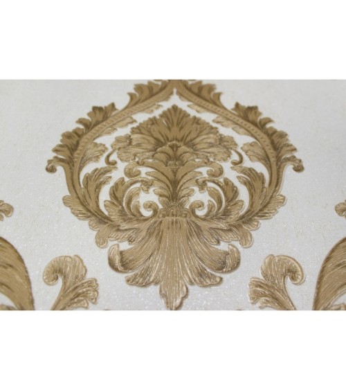 Hot Embossed wallpaper on Non-Woven Base Vinil Mersin PVIP 2-0871 Golden-White 10,05 x 1,06 m