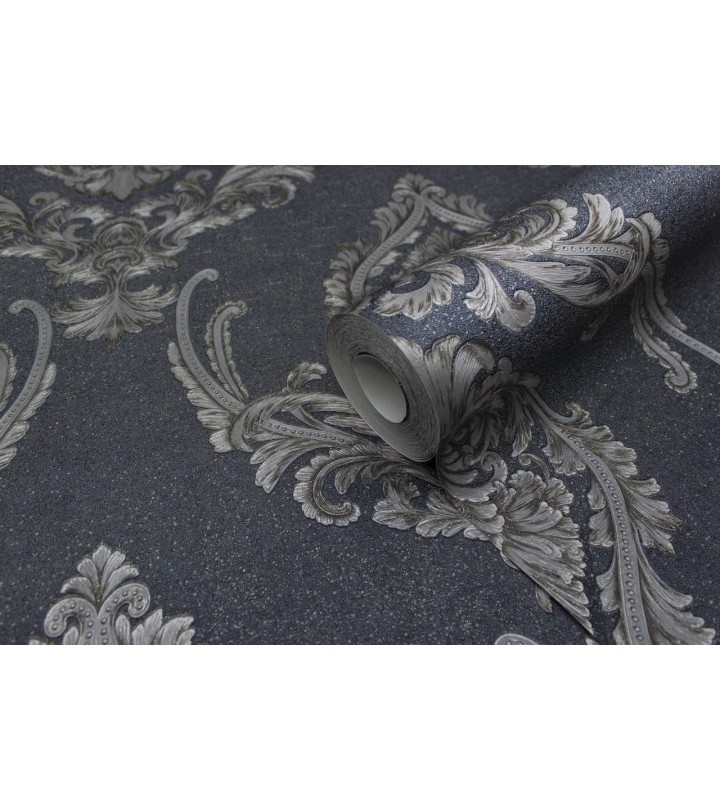 Hot Embossed wallpaper on Non-Woven Base Vinil Mersin PVIP 7-0871 Dark Gray 10,05 x 1,06 m