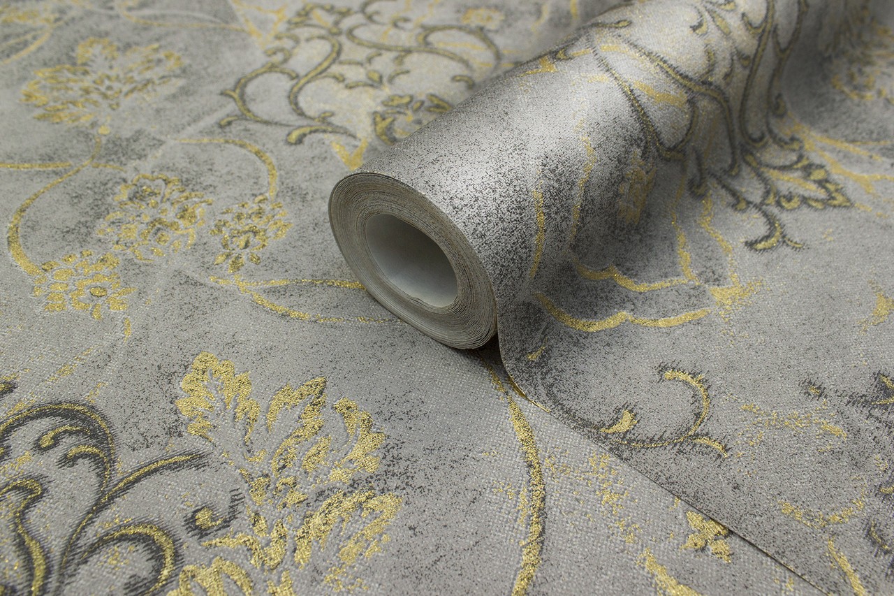 Hot Embossed wallpaper on Non-Woven Base Vinil Altair SHT 5-1470 Gray Gold 10,05 x 1,06 m