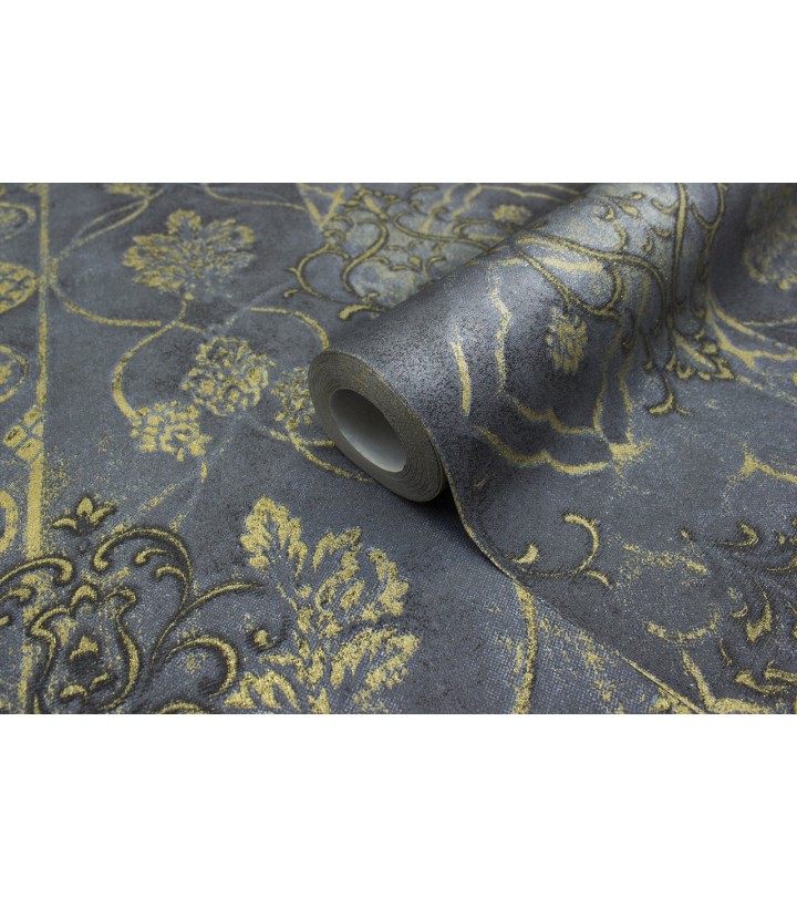 Hot Embossed wallpaper on Non-Woven Base Vinil Altair SHT 6-1470 Blue-Black 10,05 x 1,06 m