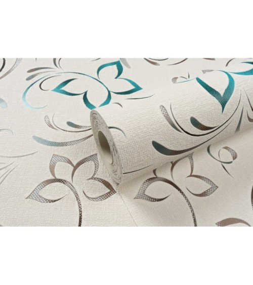 Vinyl Foam wallpaper on paper backing Vinil Delight WKV 3-1226 Gray-Turquoise 10,05 x 0,53 m