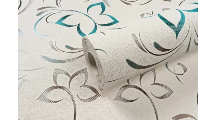 Vinyl Foam wallpaper on paper backing Vinil Delight WKV 3-1226 Gray-Turquoise 10,05 x 0,53 m