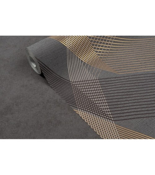 Hot Embossed wallpaper on Non-Woven Base Vinil Fringe TFSH 6-1431 Gray-Black 10,05 x 1,06 m