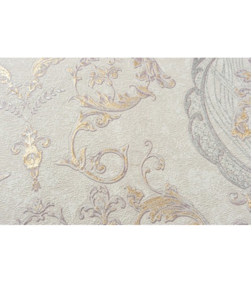 Vinyl Foam wallpaper on non-woven base Vinil Malena DHV-1484/1 Golden-White 10,05 x 1,06 m