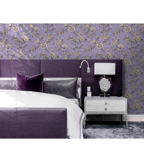 Vinyl Foam wallpaper on non-woven base Vinil Elegy DHV-1483/3 Gray-Purple 10,05 x 1,06 m