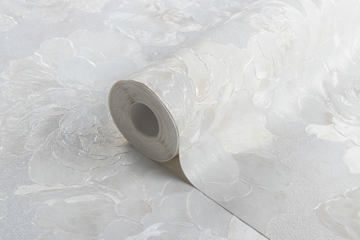 Hot Embossed wallpaper on Non-Woven Base Vinil Norwood VIP 1-1240 White 10,05 x 1,06 m