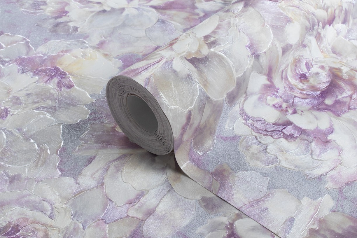 Hot Embossed wallpaper on Non-Woven Base Vinil Norwood VIP 6-1240 Gray-Purple 10,05 x 1,06 m