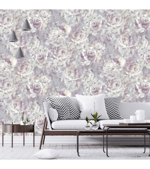 Hot Embossed wallpaper on Non-Woven Base Vinil Norwood VIP 6-1240 Gray-Purple 10,05 x 1,06 m