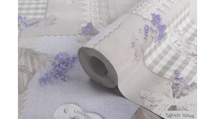 Hot Embossed wallpaper on Non-Woven Base Vinil Lavender SHT 1-1532 Beige Sand 10,05 x 1,06 m