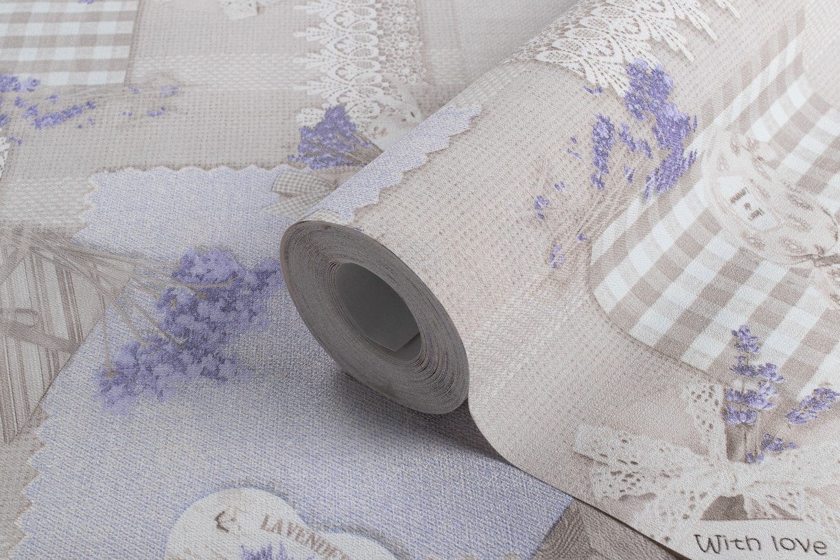 Hot Embossed wallpaper on Non-Woven Base Vinil Lavender SHT 1-1532 Beige Sand 10,05 x 1,06 m