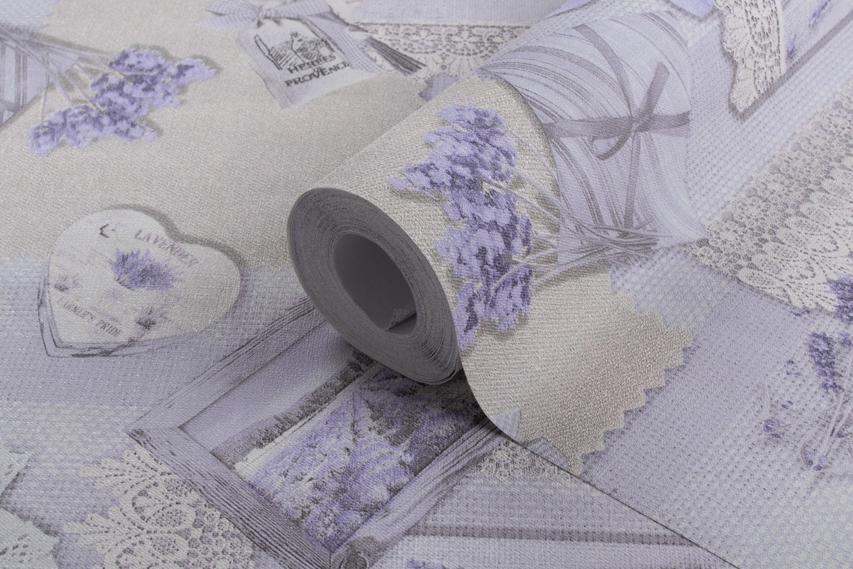 Hot Embossed wallpaper on Non-Woven Base Vinil Lavender SHT 3-1532 Light-Lilac 10,05 x 1,06 m