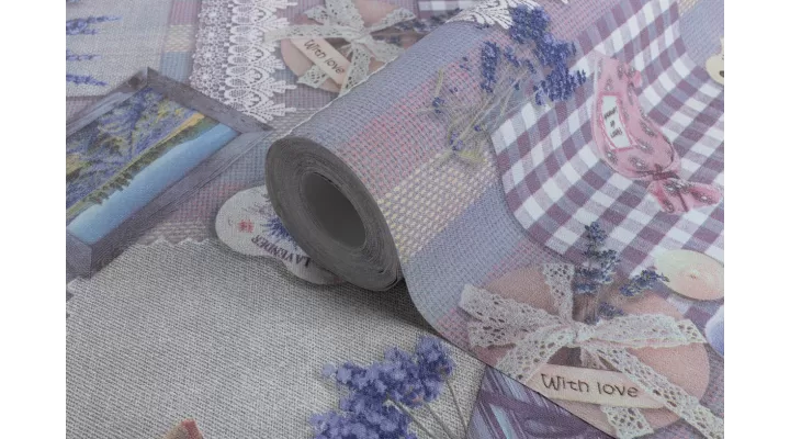 Hot Embossed wallpaper on Non-Woven Base Vinil Lavender SHT 4-1532 Gray-Purple 10,05 x 1,06 m