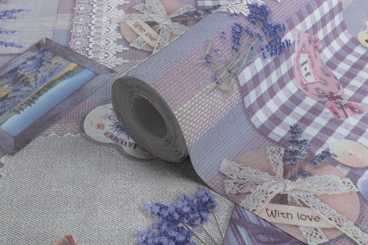 Hot Embossed wallpaper on Non-Woven Base Vinil Lavender SHT 4-1532 Gray-Purple 10,05 x 1,06 m