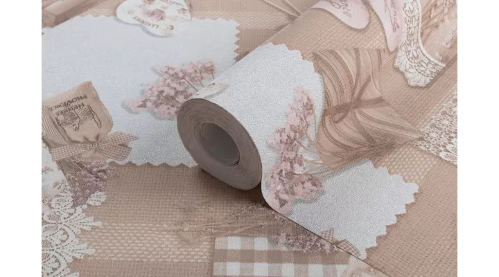 Hot Embossed wallpaper on Non-Woven Base Vinil Lavender SHT 5-1532 Beige 10,05 x 1,06 m