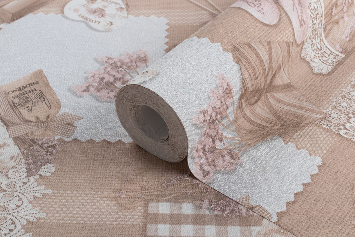 Hot Embossed wallpaper on Non-Woven Base Vinil Lavender SHT 5-1532 Beige 10,05 x 1,06 m