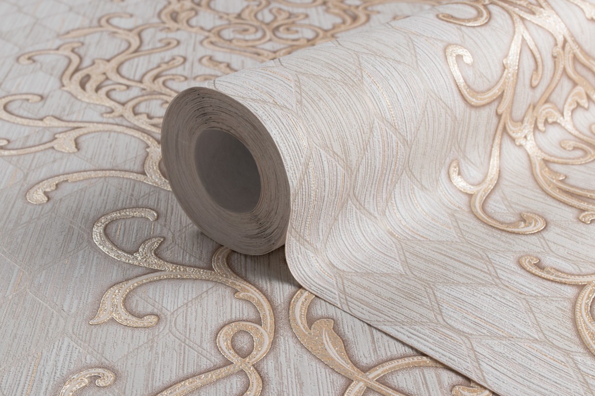 Vinyl Foam wallpaper on non-woven base Vinil Amina  DHS-1474/3 Gray-Beige 10,05 x 1,06 m