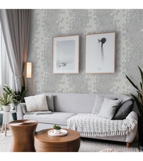 Vinyl Foam wallpaper on non-woven base Vinil Amina  DHS-1474/3 Gray-Beige 10,05 x 1,06 m