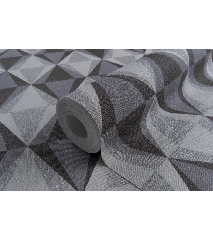 Hot Embossed wallpaper on Non-Woven Base Vinil Tiggo SHT 6-1535 Gray-Black 10,05 x 1,06 m