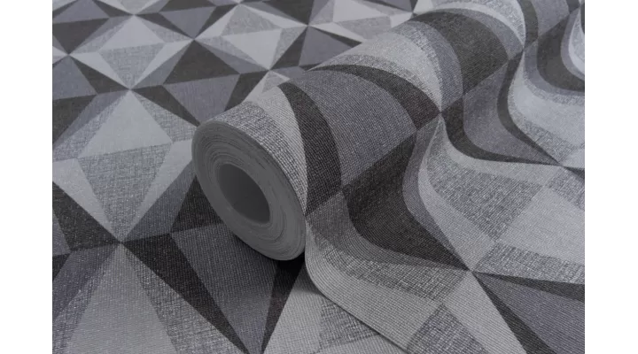 Hot Embossed wallpaper on Non-Woven Base Vinil Tiggo SHT 6-1535 Gray-Black 10,05 x 1,06 m