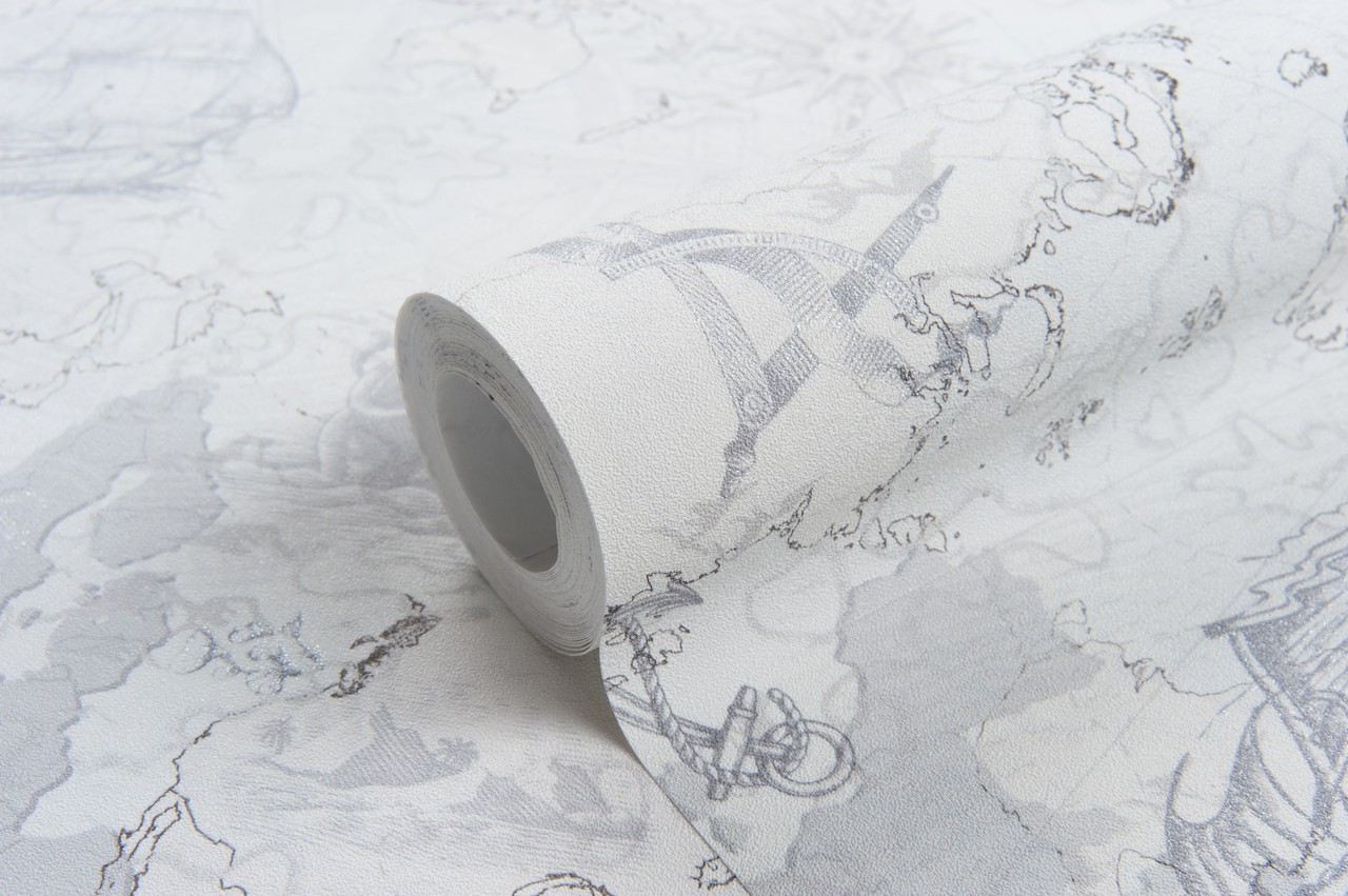 Hot Embossed wallpaper on Non-Woven Base Vinil Odyssey SHT 1-1539 Light-Gray 10,05 x 1,06 m