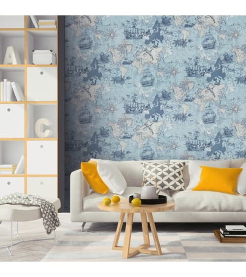 Hot Embossed wallpaper on Non-Woven Base Vinil Odyssey SHT 2-1539 Blue-Gray 10,05 x 1,06 m