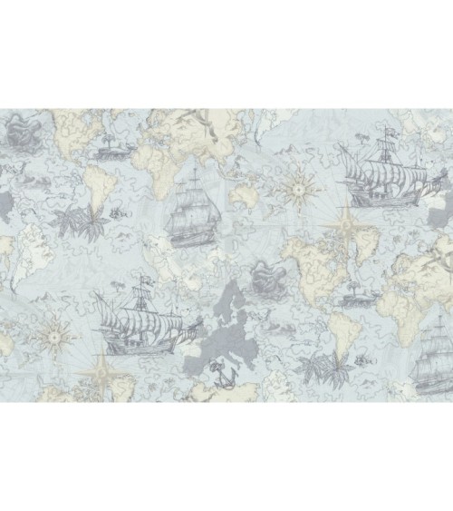 Hot Embossed wallpaper on Non-Woven Base Vinil Odyssey SHT 6-1539 Blue-Beige 10,05 x 1,06 m