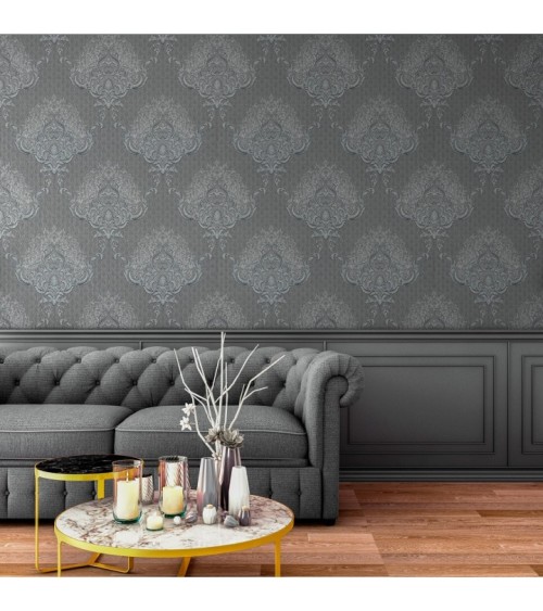 Vinyl Foam wallpaper on non-woven base Vinil Damir DHV-1486/5 Gray 10,05 x 1,06 m