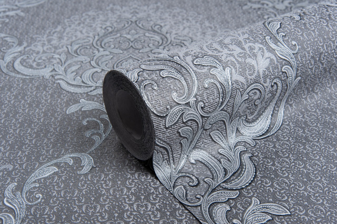 Vinyl Foam wallpaper on non-woven base Vinil Damir DHV-1486/6 Dark Gray 10,05 x 1,06 m