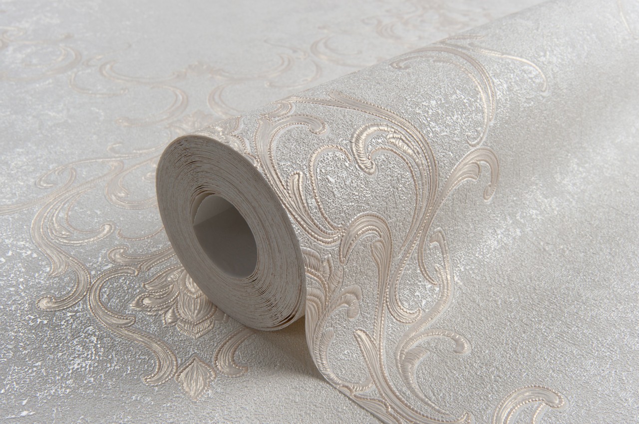 Hot Embossed wallpaper on Non-Woven Base Vinil Persia PVIP 2-0874 White 10,05 x 1,06 m