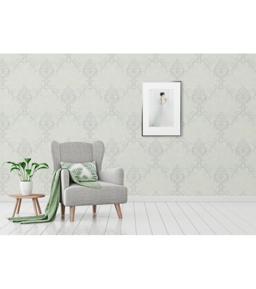 Hot Embossed wallpaper on Non-Woven Base Vinil Persia PVIP 2-0874 White 10,05 x 1,06 m