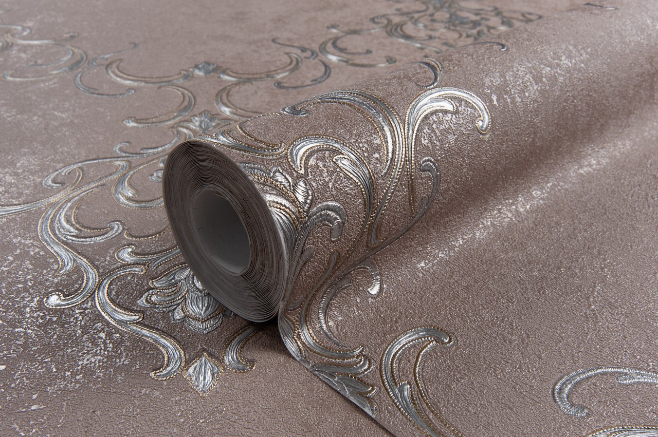 Hot Embossed wallpaper on Non-Woven Base Vinil Persia PVIP 7-0874 Silver-Brown 10,05 x 1,06 m