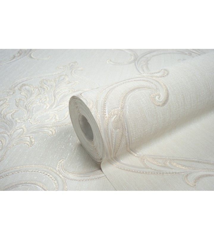 Hot Embossed wallpaper on Non-Woven Base Vinil Vensan PVIP 2-1571 White 10,05 x 1,06 m