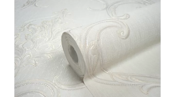 Hot Embossed wallpaper on Non-Woven Base Vinil Vensan PVIP 2-1571 White 10,05 x 1,06 m