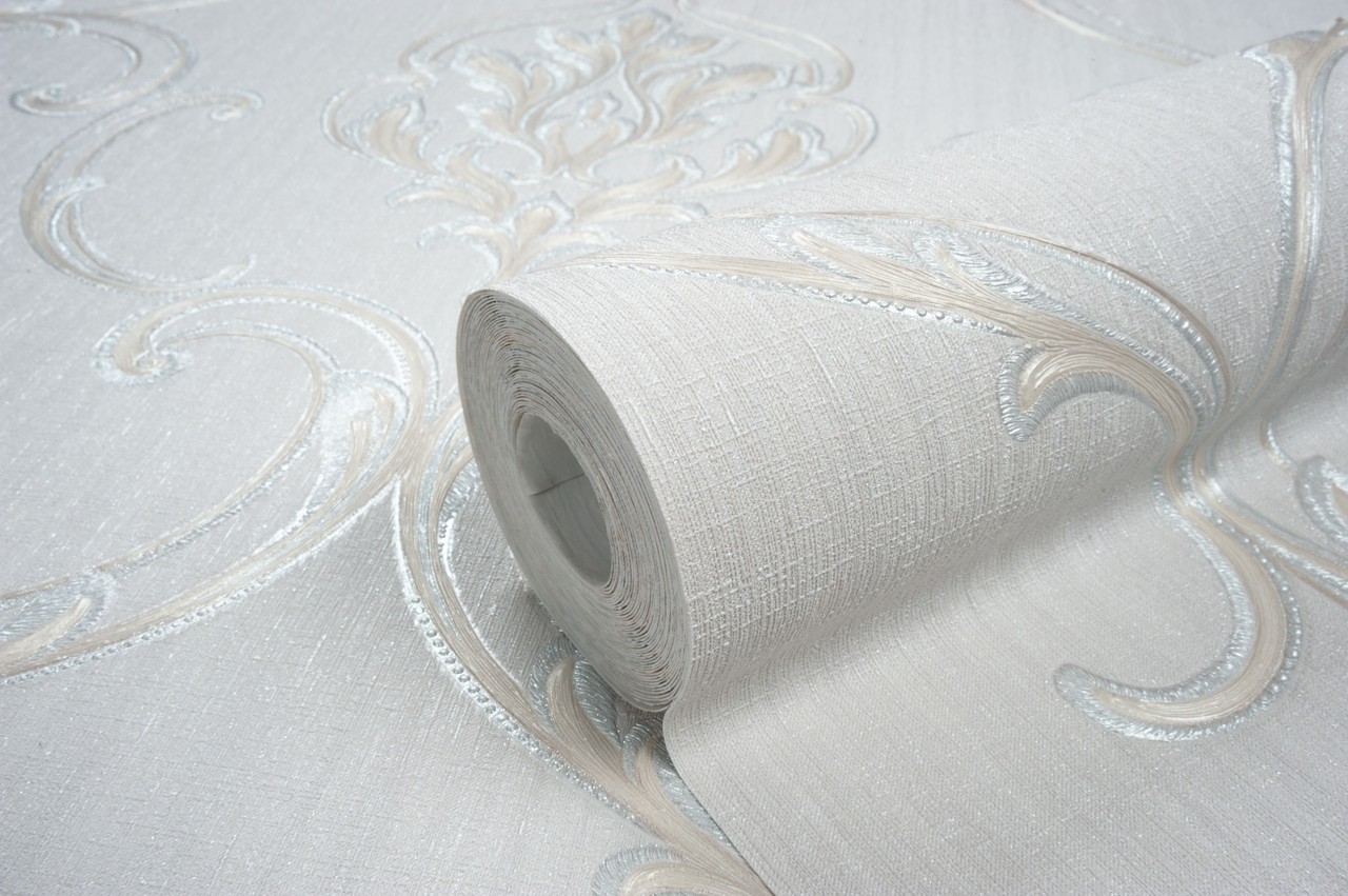 Hot Embossed wallpaper on Non-Woven Base Vinil Vensan PVIP 5-1571 Light-Gray 10,05 x 1,06 m