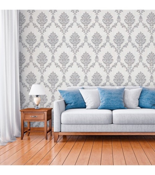 Vinyl Foam wallpaper on non-woven base Vinil Shamani DHV-1489/2 Gray-White 10,05 x 1,06 m