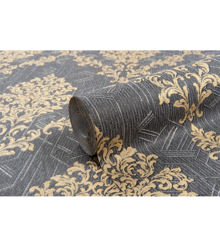 Vinyl Foam wallpaper on non-woven base Vinil Shamani DHV-1489/5 Black 10,05 x 1,06 m