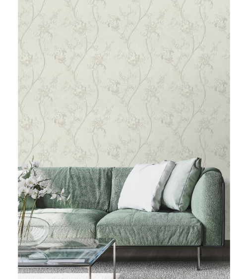 Hot Embossed wallpaper on Non-Woven Base Vinil Alanya PVIP 1-1572 White 10,05 x 1,06 m