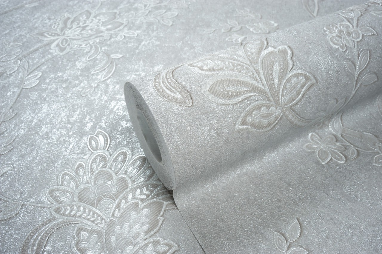 Hot Embossed wallpaper on Non-Woven Base Vinil Alanya PVIP 5-1572 Light-Gray 10,05 x 1,06 m